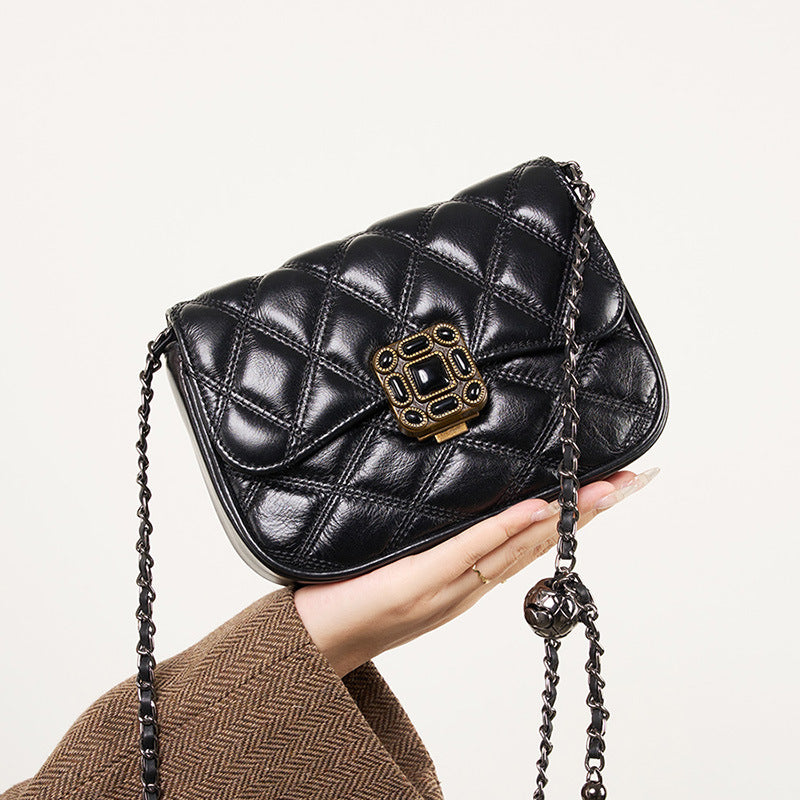 Women's High-grade Fashionable Fashion Rhombus Chain Retro Bags