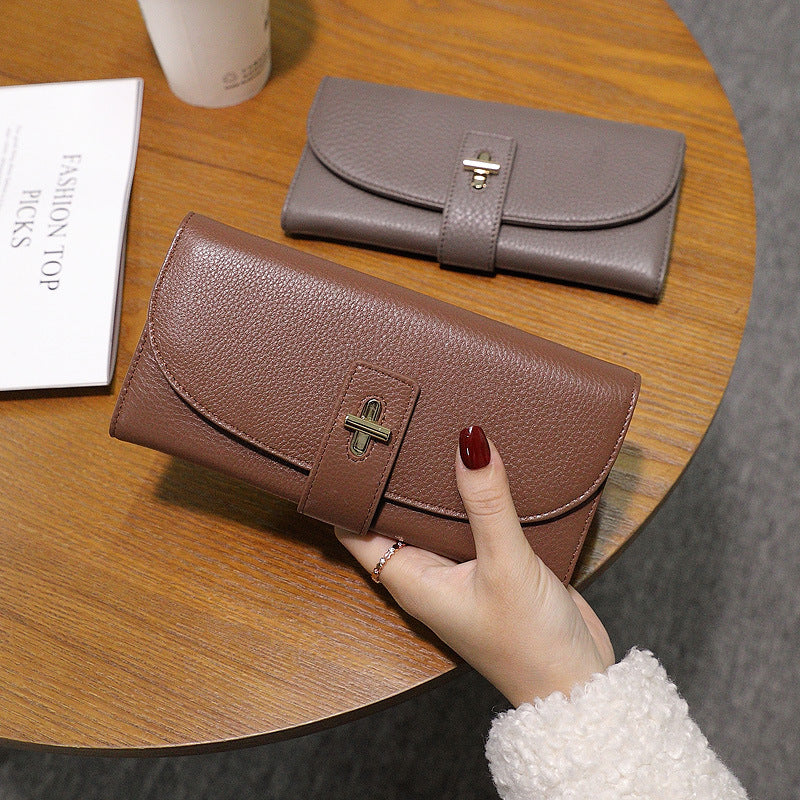 Women's Genuine Leather Long Korean Clutch Female First Ladies Wallets