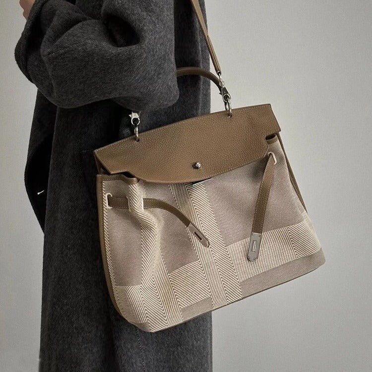 Women's High-grade Wide Strap Stitching Canvas Summer Bags