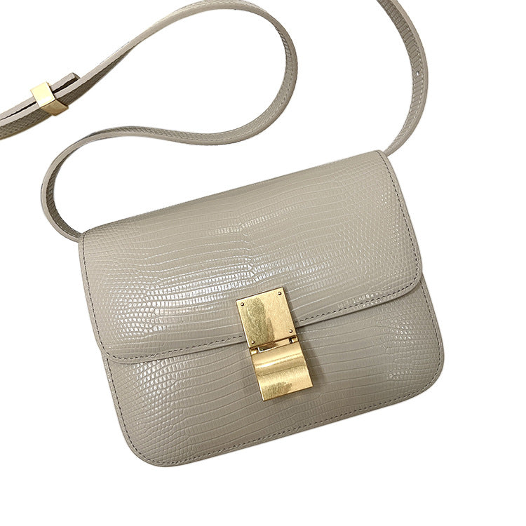 Women's Lizard Pattern Cowhide High-grade Stewardess Tide Shoulder Bags