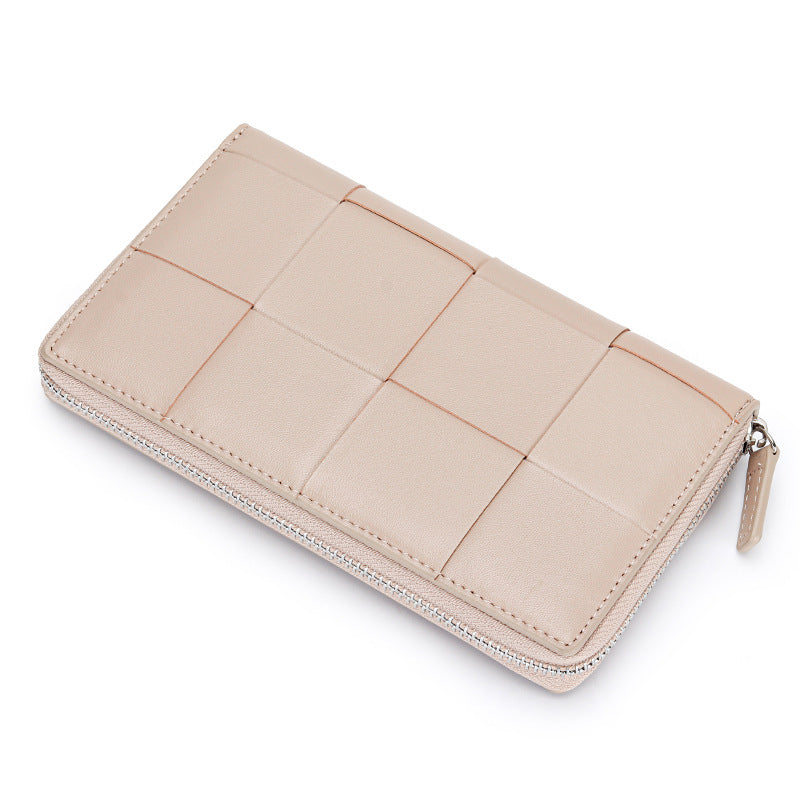Leather Long Sheepskin Woven Fashion Clutch Ladies Wallets