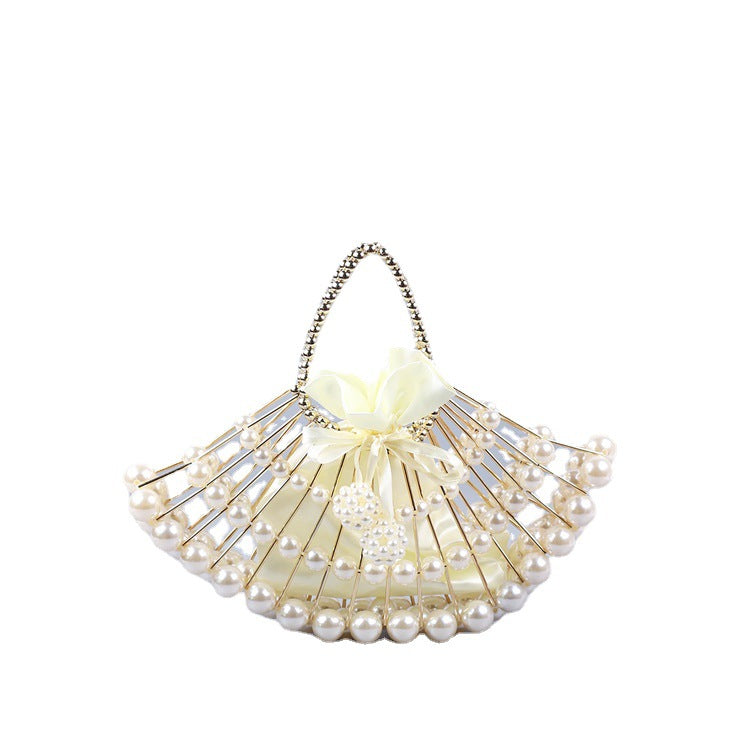 Women's Tube Beaded Fan-shaped Dinner Clutch Hand-woven Handbags
