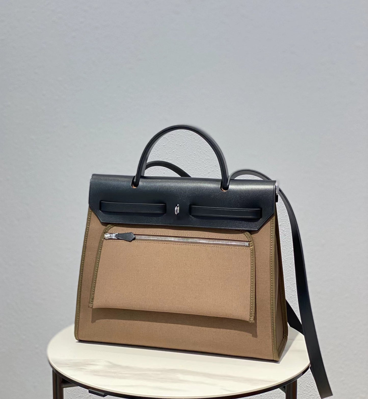 Trendy Head Layer Cowhide Canvas Kelly Shoulder Bags