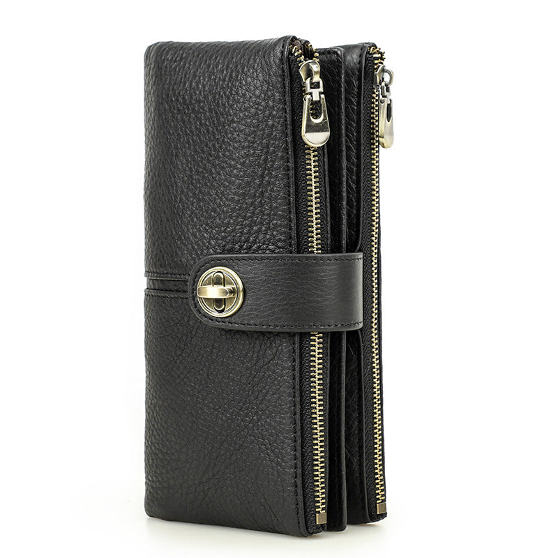 Women's Black Angel Swiping With Long Cowhide Ladies Wallets