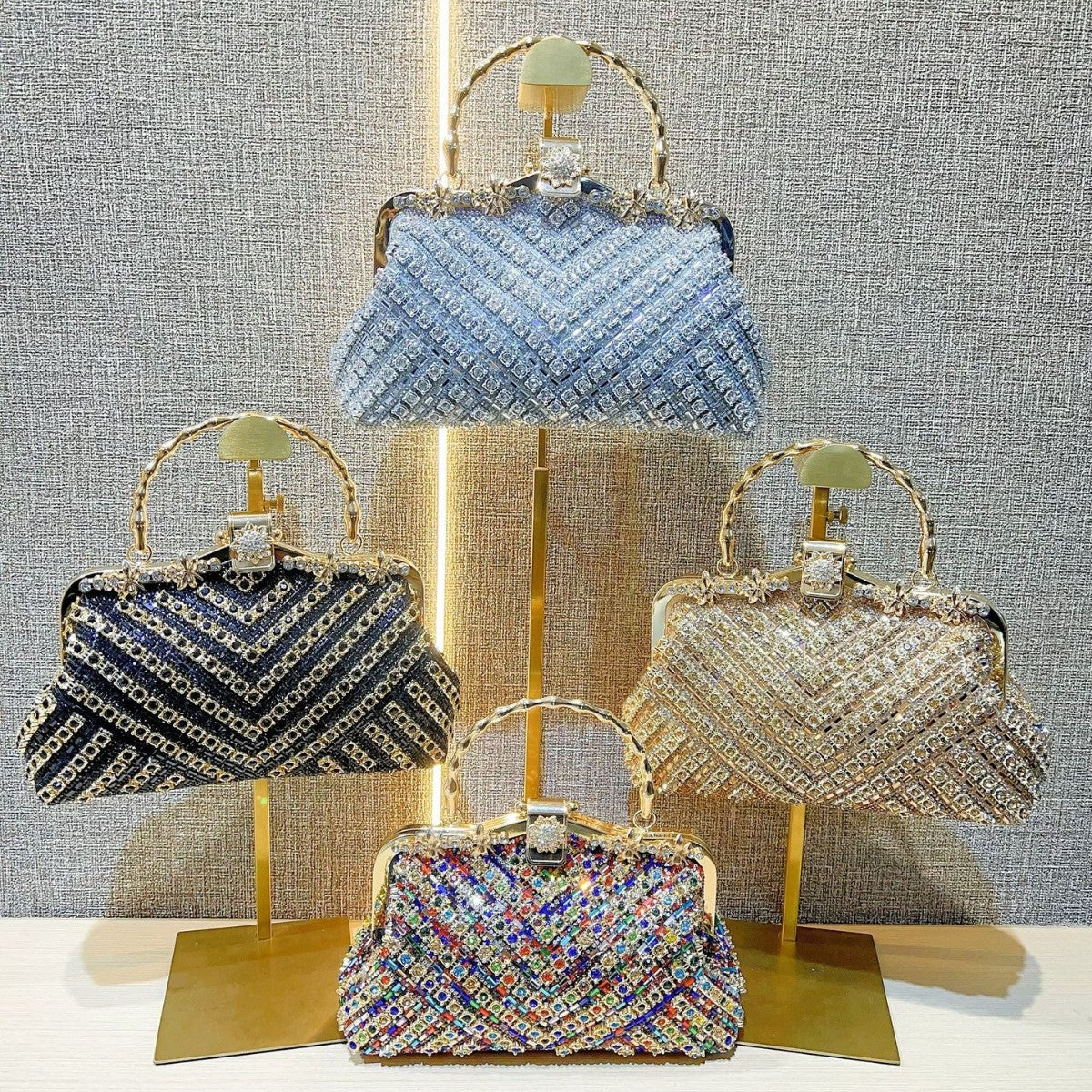 Dress Rhinestone Diamond Chain Clutch Portable Handbags