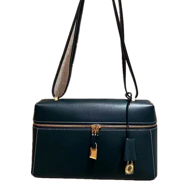 Vintage Cowhide Box Lunch Sheath Large Handbags