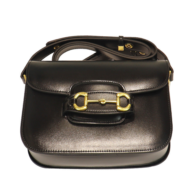 Women's Saddle Retro Tofu Genuine Leather Handbags