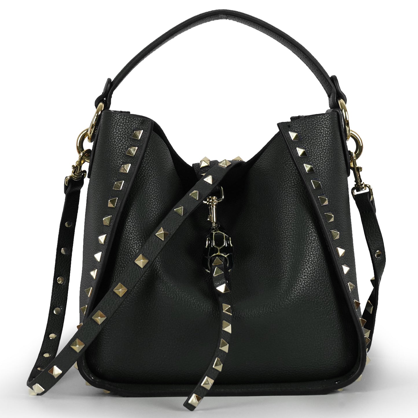 Women's Cow Leather Rivet Vintage Leopard Head Crossbody Bags