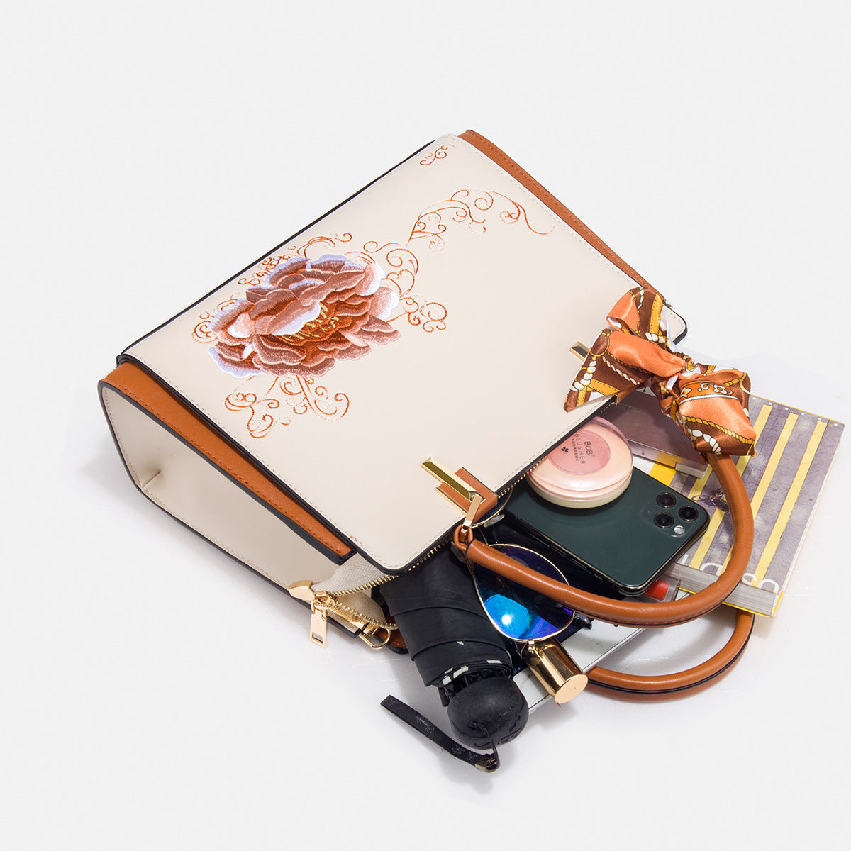 Women's Day Gift Embroidery Chinese Style Large Capacity Portable Lady Handbags