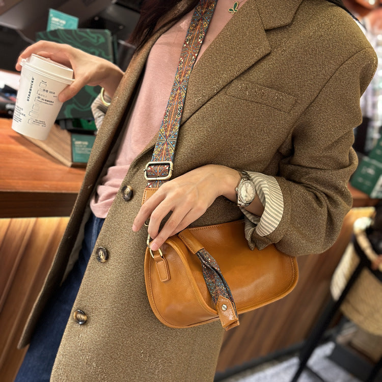Women's Genuine Leather Underarm Female Fashion Shell Handbags