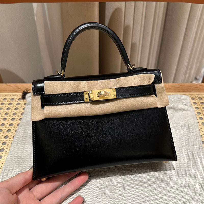 High-grade Handmade Wax Line Cowhide Second Crossbody Bags