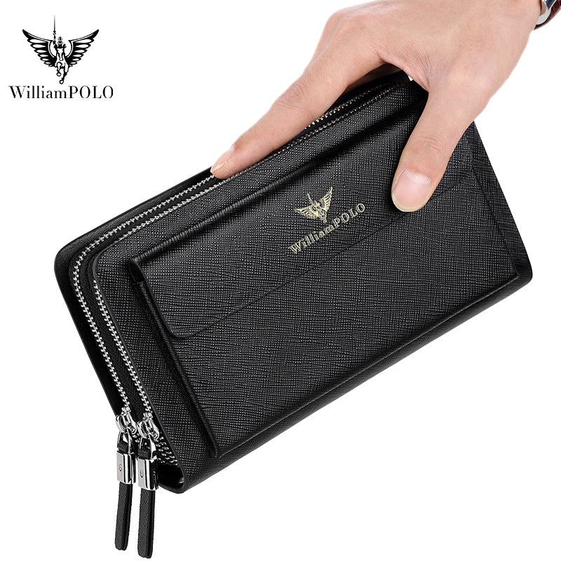 Men's Emperor Paul Long Leather Zipper Pure Cowhide Men's Handbags