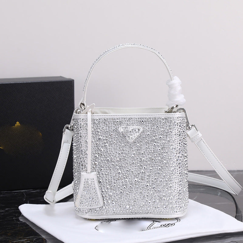 Women's P's Inverted Triangle Logo Full Diamond Shoulder Bags