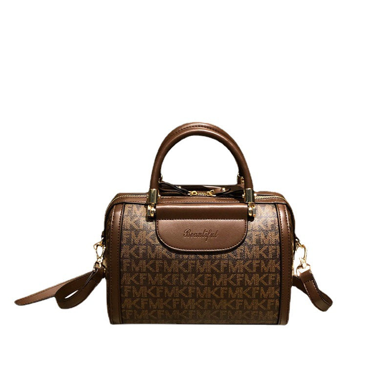 Women's Niche Printed Fashion Large Capacity Boston Shoulder Bags