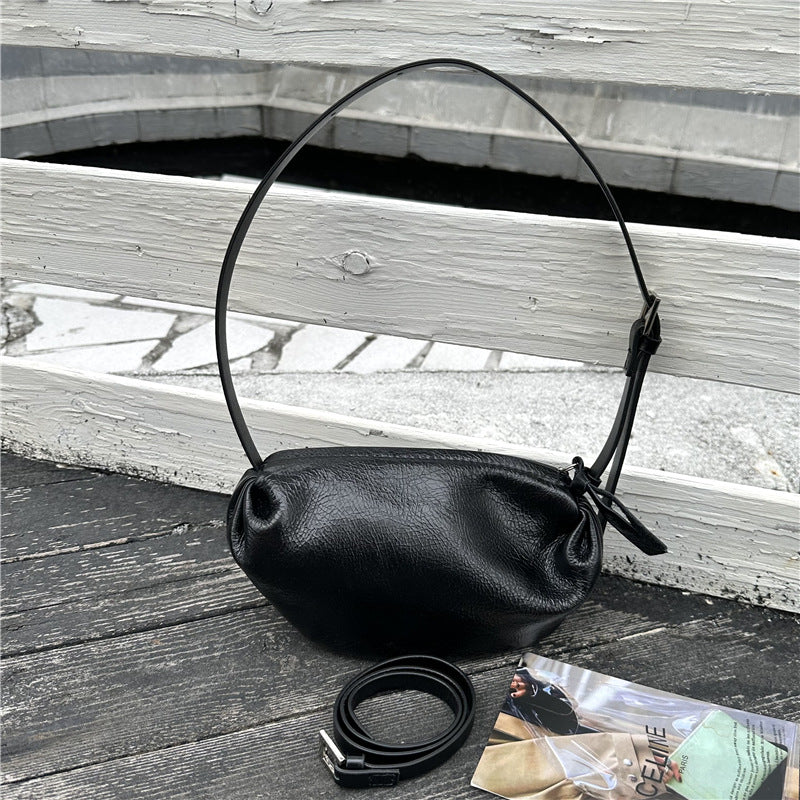 Women's Niche Pleated Dumpling First Layer Cowhide High-grade Underarm Shoulder Bags