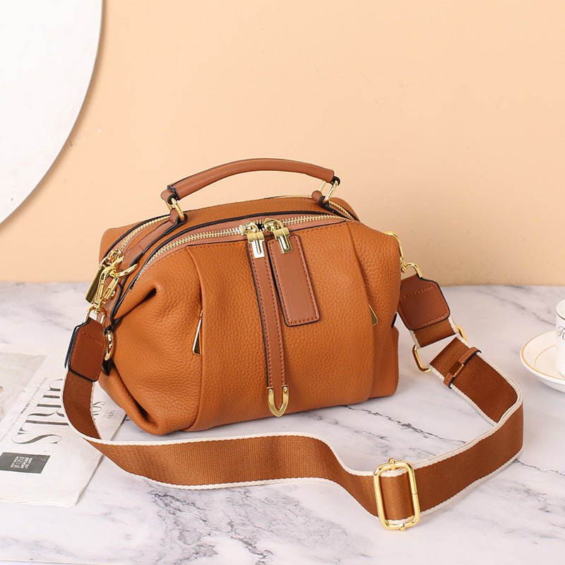 Women's First Layer Cowhide Dumpling Leather Large Handbags