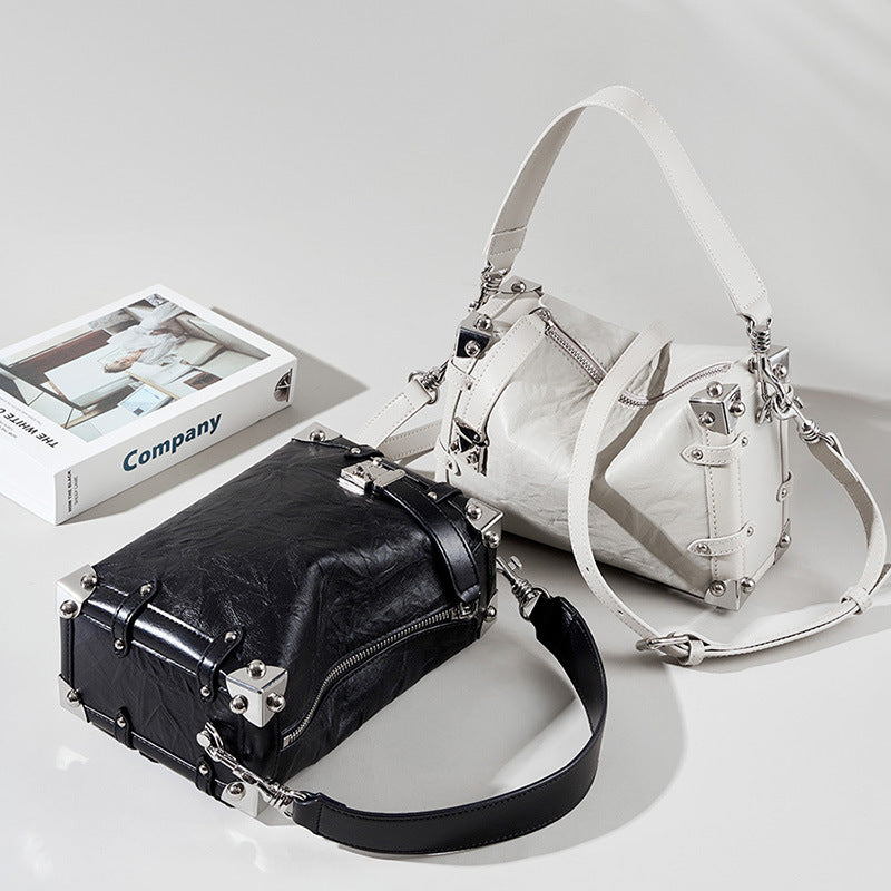 Women's Leather Soft Box Top Layer Idle Crossbody Bags