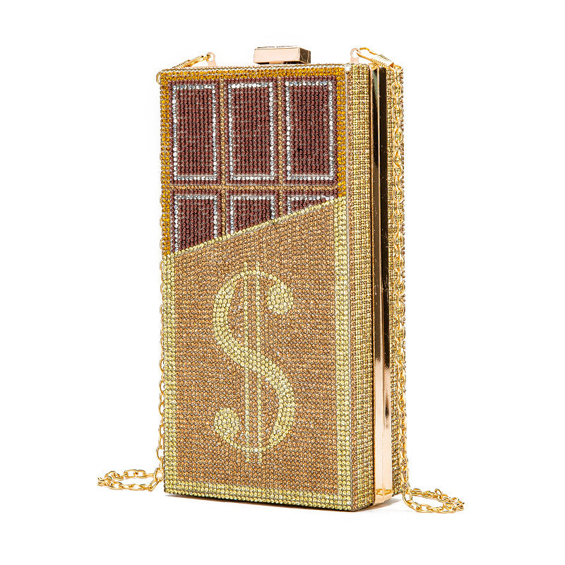 New Diamond Chocolate Dollar Dinner Chain Evening Bags