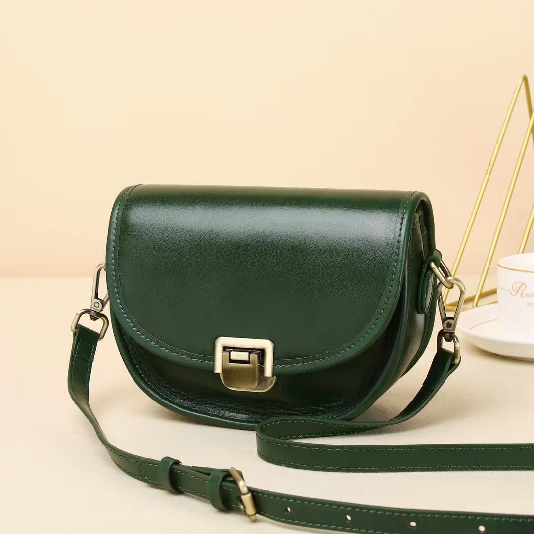 Women's Retro First Layer Cow Wide Strap Crossbody Bags