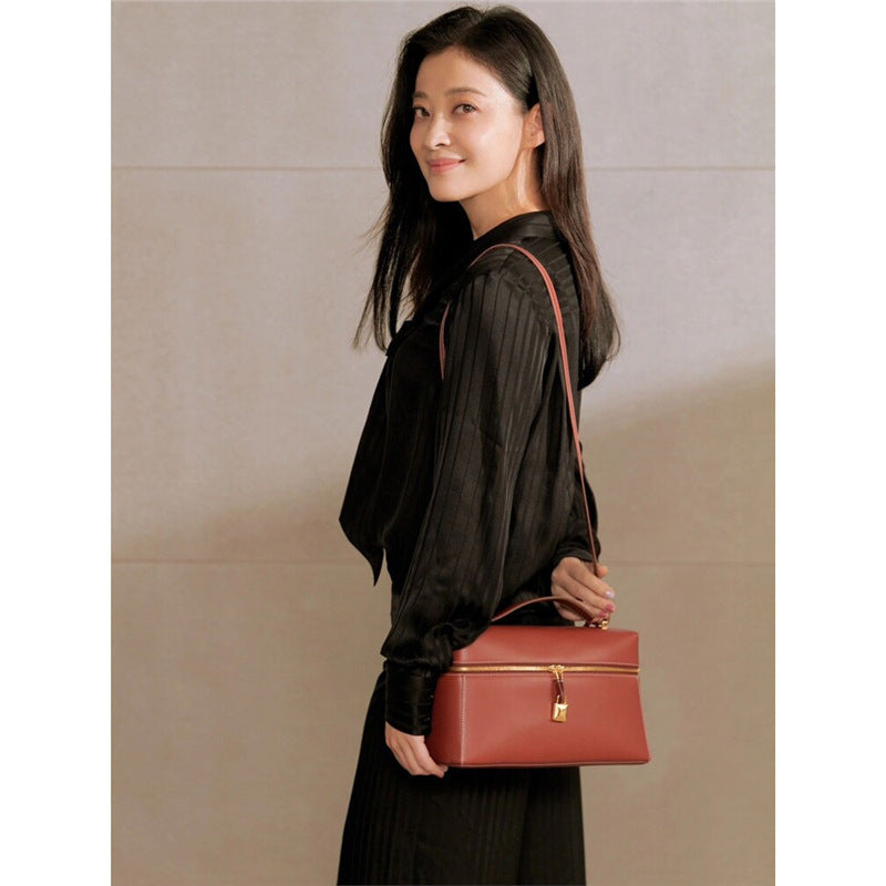 Lunch Box Cattle Leather Genuine Kelly Cosmetic Bags