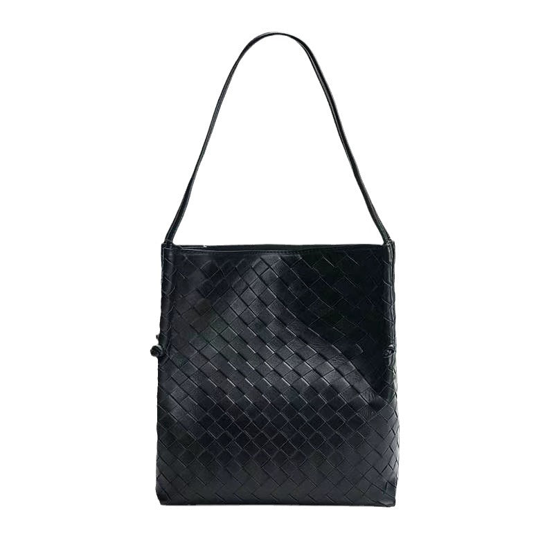 Women's Sheepskin Combination Commute Stylish Textured Woven Shoulder Bags