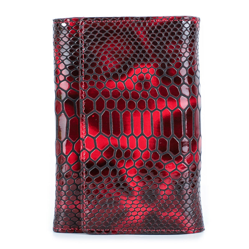 Women's Black Angel Swiping Crocodile Pattern Top Layer Cowhide Ladies Wallets