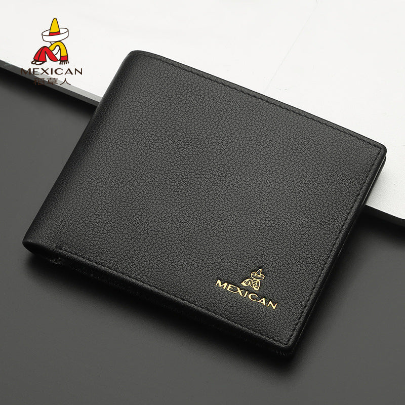 Men's Mexican Short Genuine Leather Simple Thin Green Korean Men's Wallets