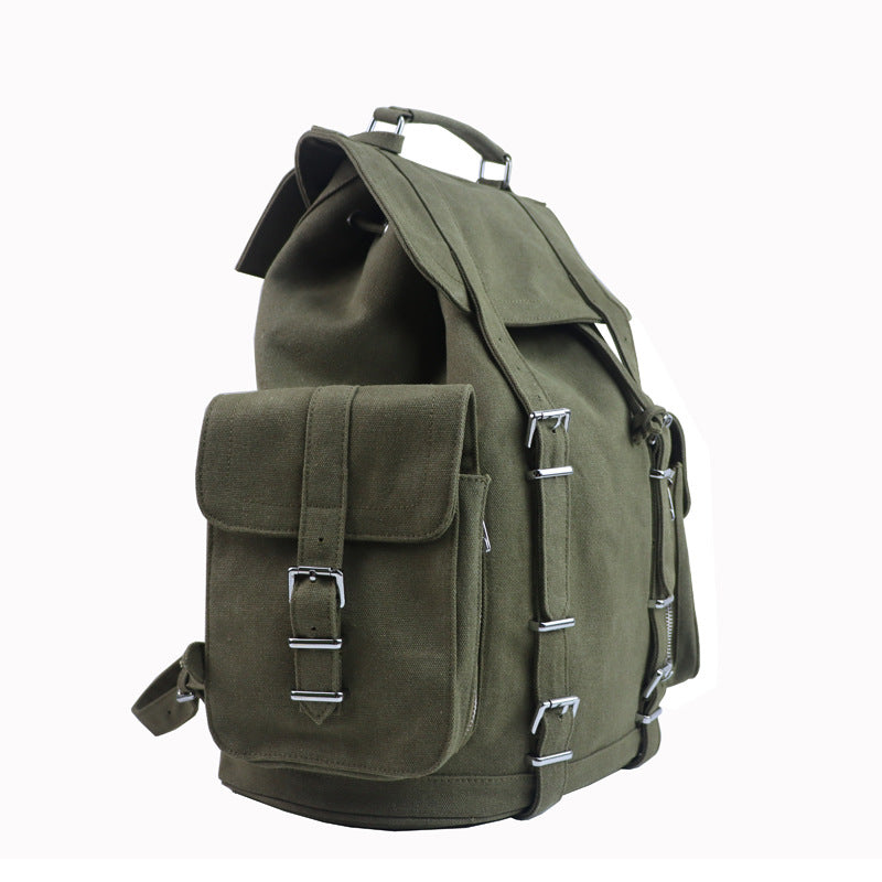 Neutral Retro Army Green Canvas Handmade Backpacks