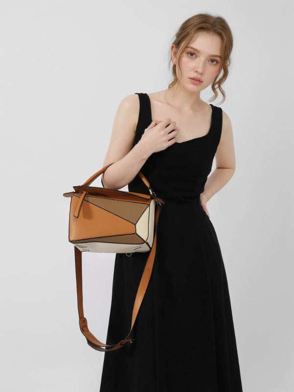 Women's Xi Geometric Stitching Portable Big Pillow Crossbody Bags