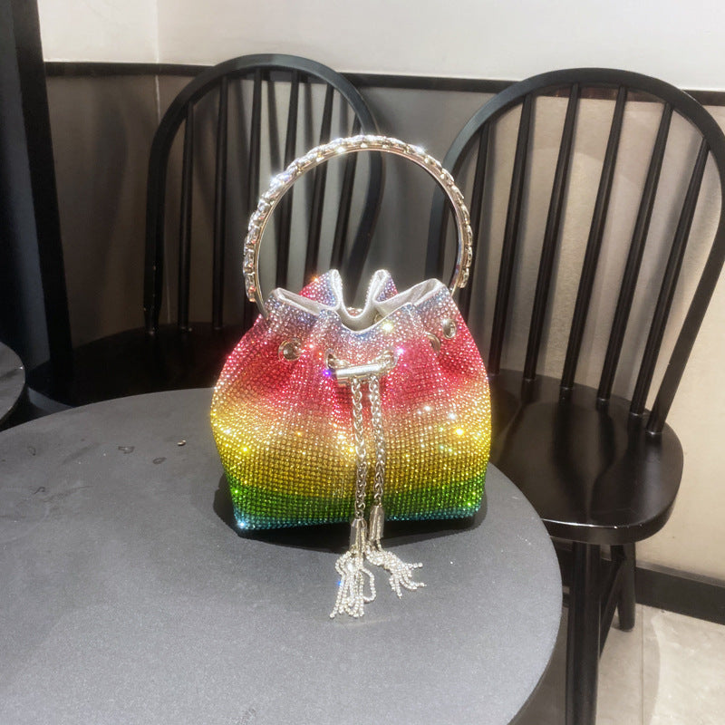 New Rhinestone Metal Clutch Tassel Chain Shoulder Bags