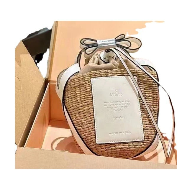 Woven Rabbit Large Capacity Vacation Shopping Straw Handbags