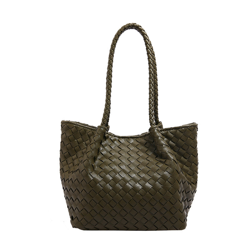 Women's French Style High Sense Woven Texture Shoulder Bags