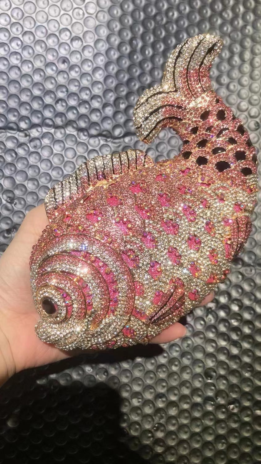 Women's Goldfish Rhinestone Hollow Metal Crystal Dinner Evening Bags