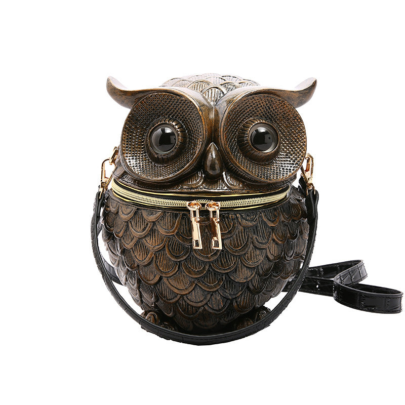 Textured Niche Female Personalized Owl Shape Shoulder Bags