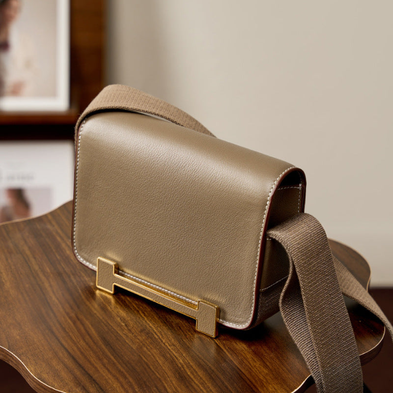 Women's Clogs Genuine Leather Wide Strap Stewardess Crossbody Bags