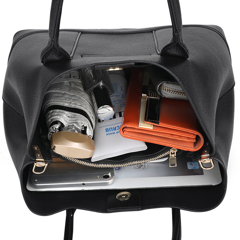 Women's Large Capacity Textured Fashion Soft Leather Handbags