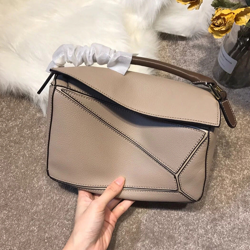 Women's Pattern Genuine Leather Geometric Pillow Stitching Crossbody Bags