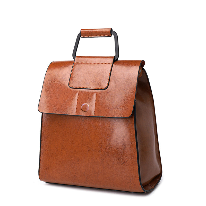 Women's Genuine Leather Fashion Oil Wax Cowhide Backpacks