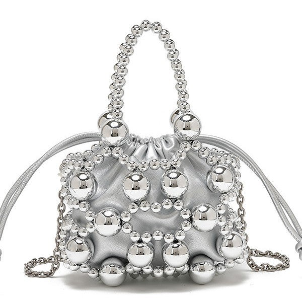 Design Exquisite Hollow Metal Beaded Woven Evening Bags