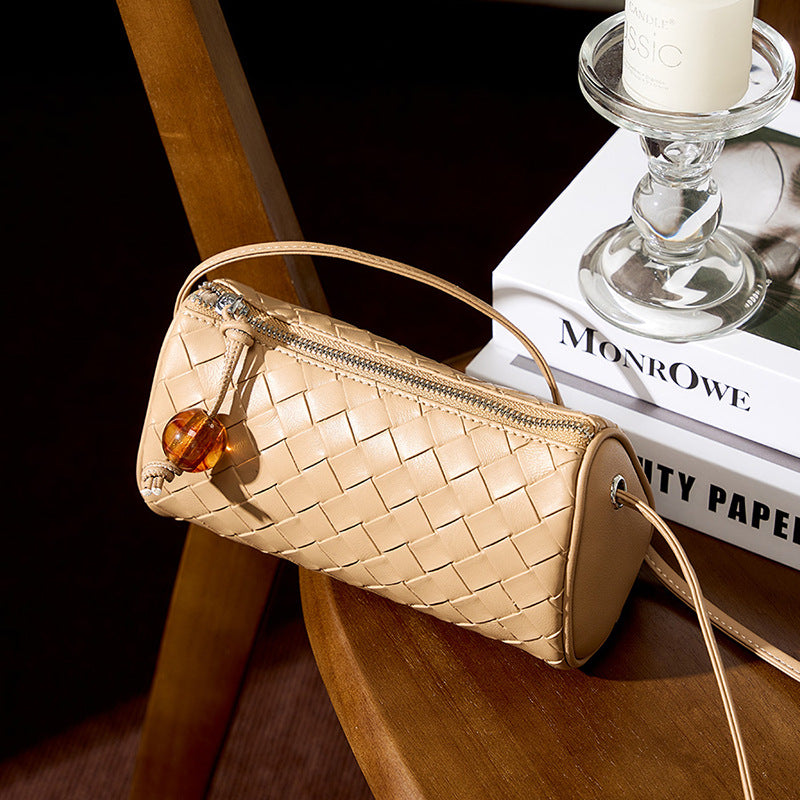 Women's Woven Leather Fashion Simple Pouch Pillow Crossbody Bags