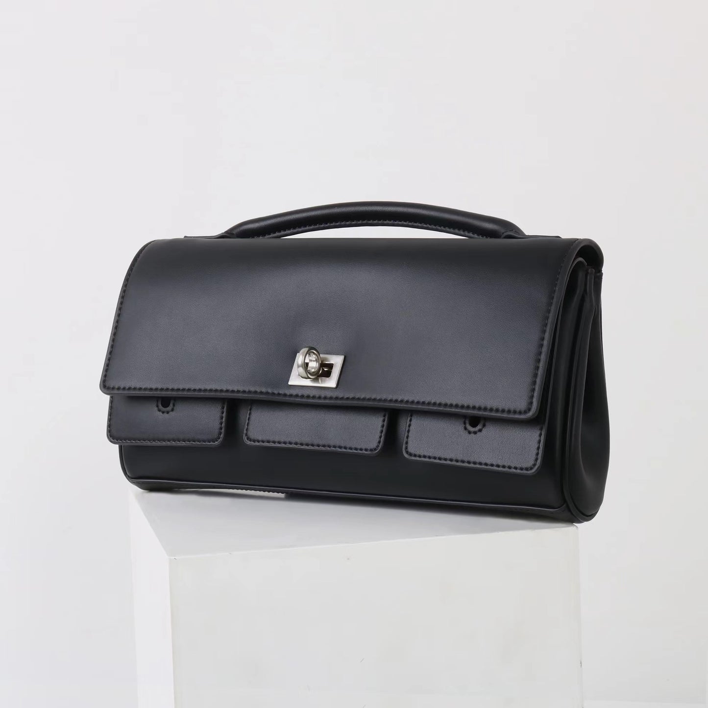 Cowhide Baguette Dinner Clutch Horizontal High-grade Handbags