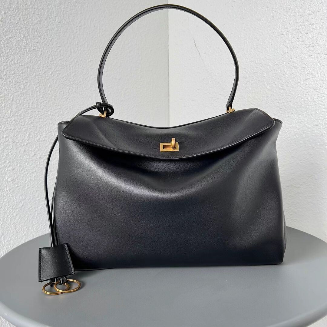 Retro Fashionable Cowhide Kelly Large Capacity Handbags