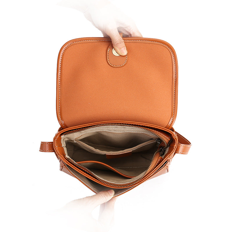 Women's Snap Genuine Leather Retro Art Versatile Bags