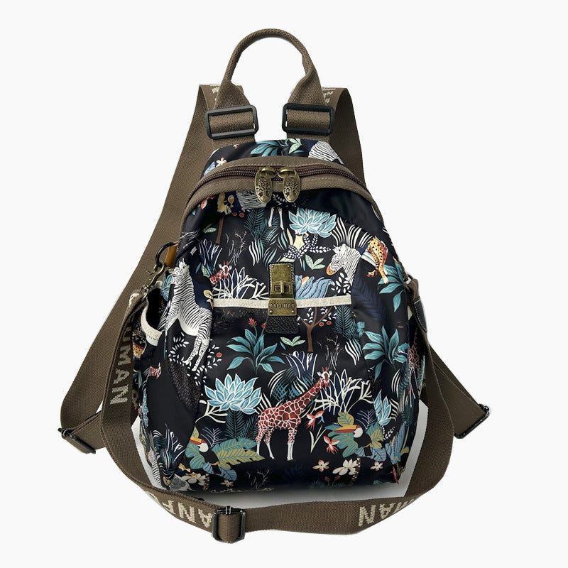 Black White Printed Ethnic Style Fashionable Large Backpacks