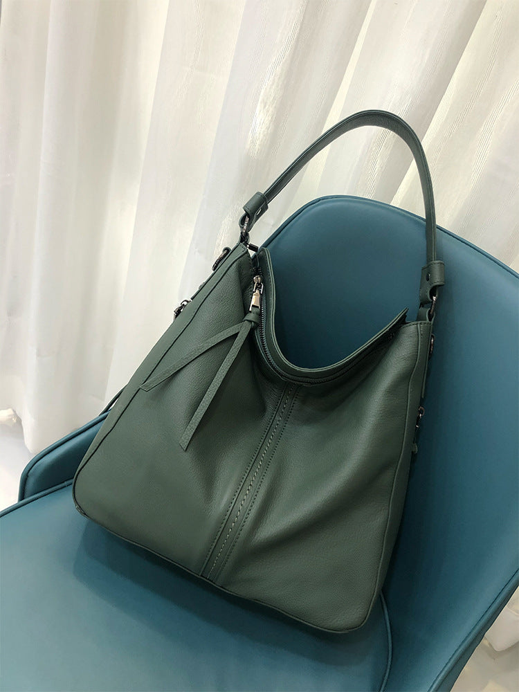 Women's Large Capacity First Layer Cowhide Portable Shoulder Bags