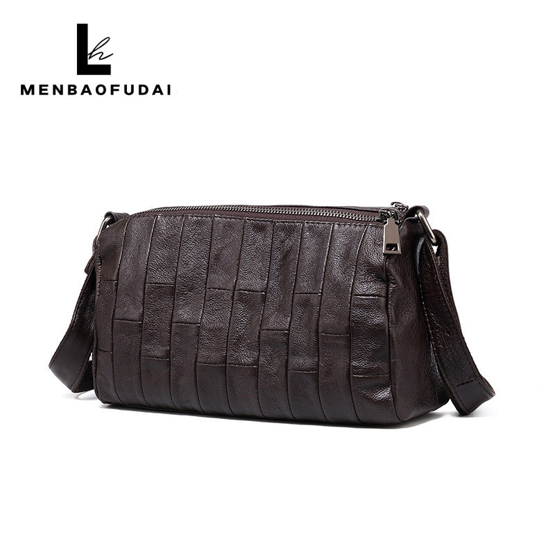 Women's Genuine Leather Double Layer Zipper Direct Crossbody Bags