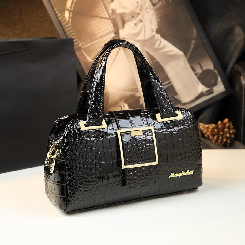 Fashion Pillow Female Crocodile Pattern Genuine Leather Handbags