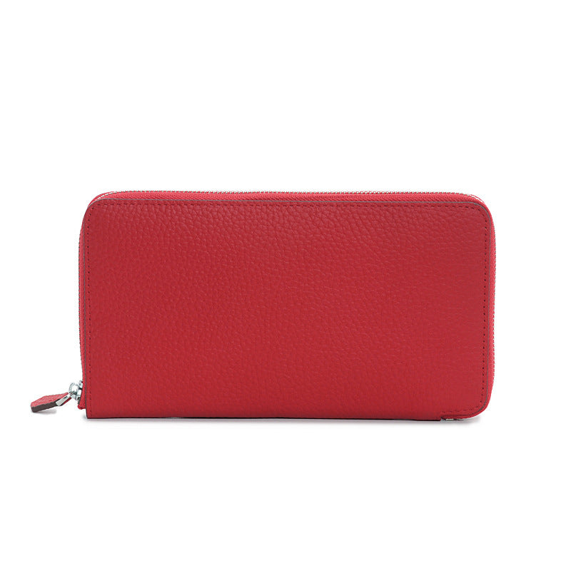 Women's Genuine Leather Long Thin Cowhide Billfold Ladies Wallets