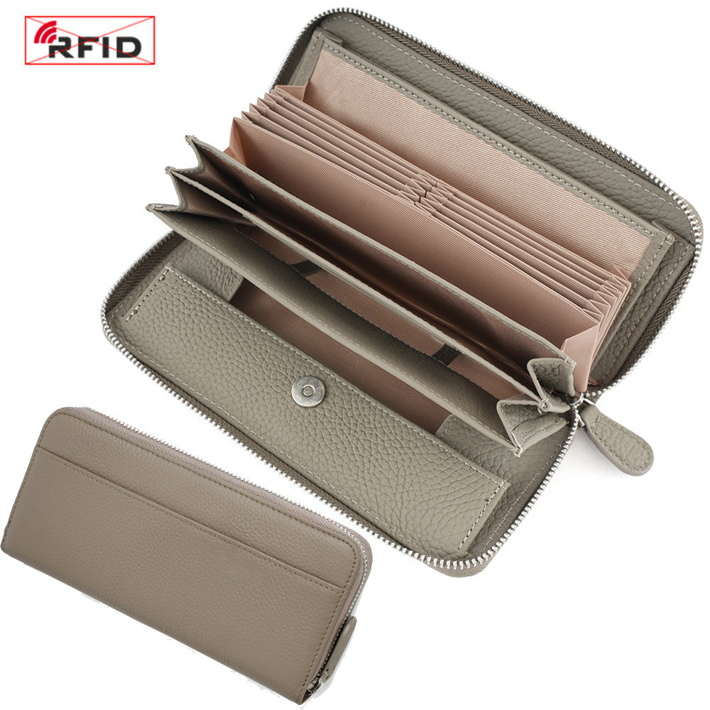 Women's Long Genuine Leather Multiple Slots Large Ladies Wallets