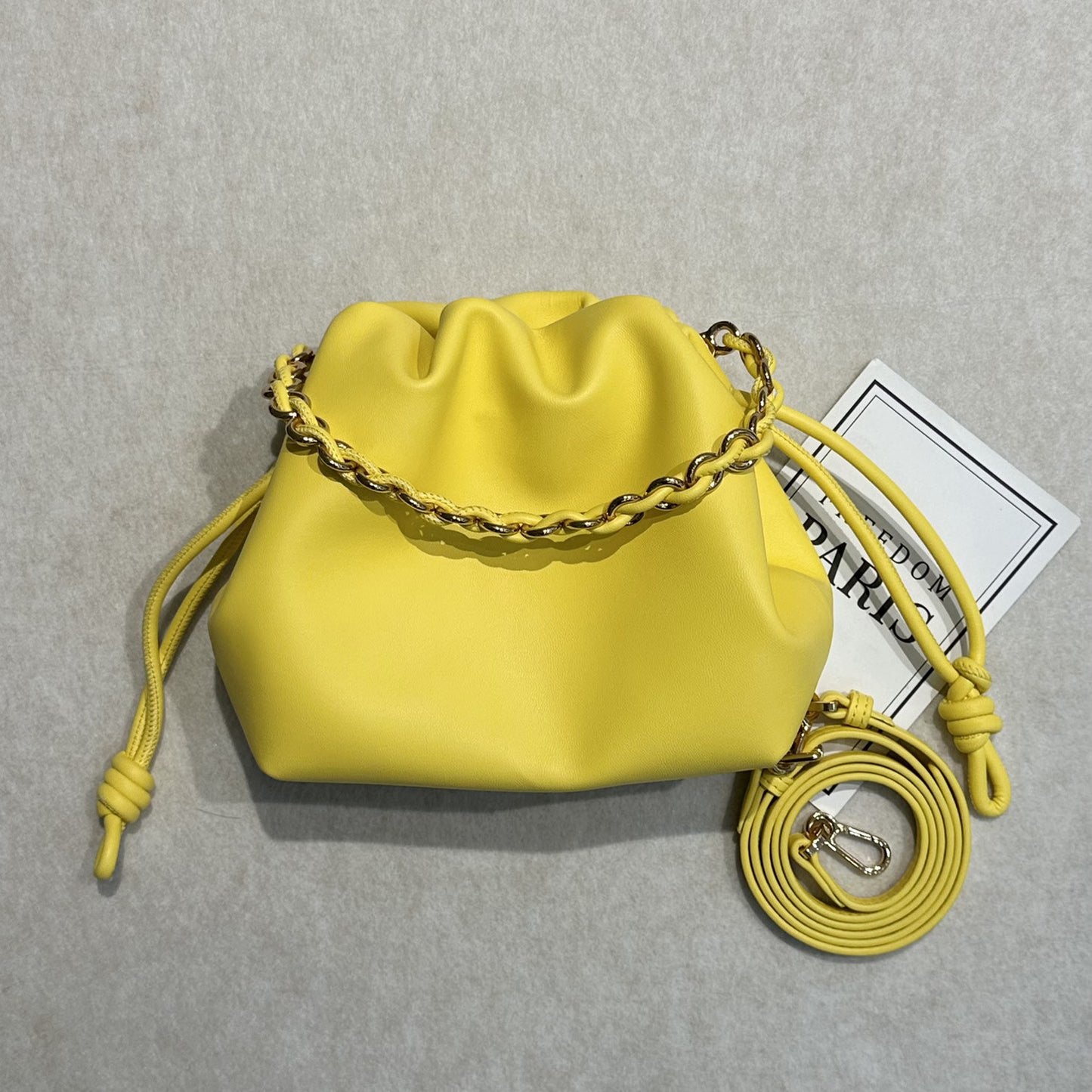 Women's Drawstring Lucky Genuine Leather Exquisite Hand Bags